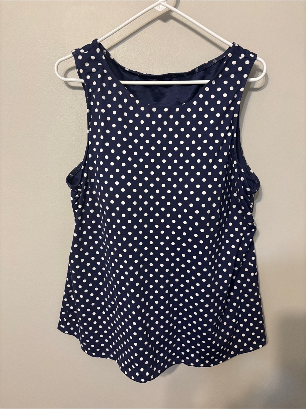 Lands End Women's plus Navy Polka Dot Bathing Suit top